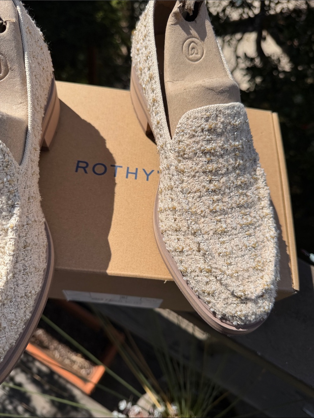 Rothy's Cream Tweed Women's Slip-On Loafers - Picture 5 of 10